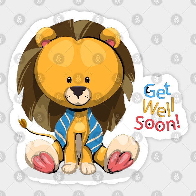 Get Well Soon Cute Lion Sticker by Mako Design 